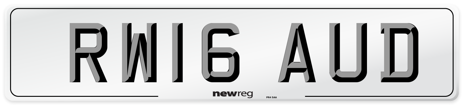 RW16 AUD Number Plate from New Reg